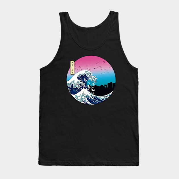 Bucharest Kanagawa Wave 90s Tank Top by Ferrazi